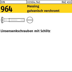 100 Schlitz Linsensenkschrauben DIN 964 Messing verchromt M8x20