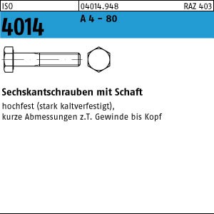 100 Edelstahl Sechskantschrauben ISO 4014 - 80 A4 M6x70