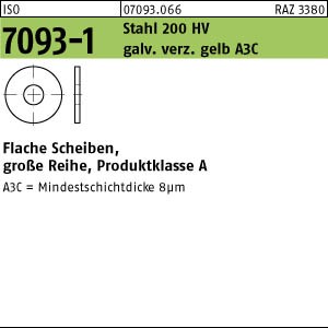 100 Unterlegscheiben ISO 7093 -1 gelb verzinkt 200HV M20