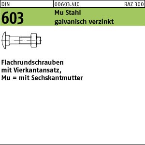 100 Schloßschrauben + Mutter DIN 603 verzinkt M6x120