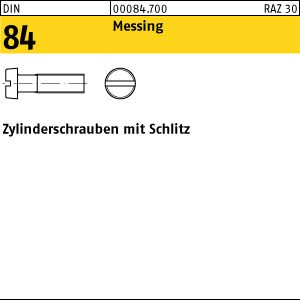 200 Schlitz Zylinderschrauben DIN 84 Messing M2,5x4