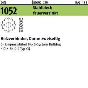 100 Holzverbinder DIN 1052 Blechdorne Typ C, tZn 75