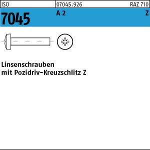 200 Edelstahl V2A Krz. Linsenkopfschrauben ISO 7045 A2 -Z M8x50