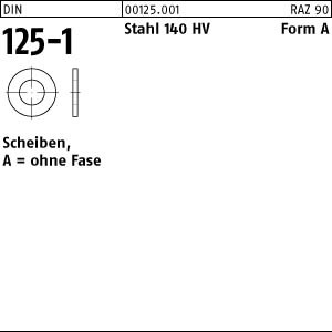 100 Unterlegscheiben DIN 125 Stahl 140HV Form A 8,4 Ø M8