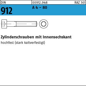 50 Edelstahl V4A Innensechskant Zylinderkopfschrauben DIN 912 A4 - 80 M10x60