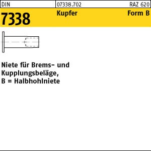 100 Nieten DIN 7338 Kupfer Form B 3x8