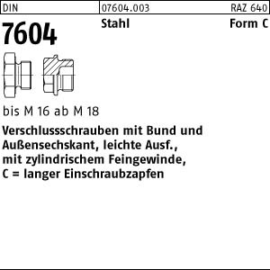 25 Verschlußschrauben DIN 7604 Stahl C M22x1,5