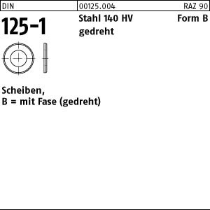 100 Unterlegscheiben DIN 125 Stahl blank 140HV Form B 1,3 Ø M1,2