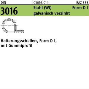 100 Schellen DIN 3016 D1 22x15 -W1 verzinkt, mit Gummiprofil W1 Zn