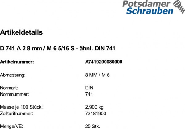 25 Drahtseilklemmen DIN 741 A2 8 mM/ M6 5/16 ähnl. DIN 741 V2A Edelstahl
