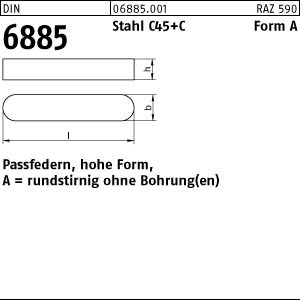 50 Passfedern DIN 6885 C45K A 8x7x45 Stahl