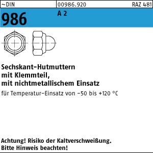 25 Hutmuttern DIN 986 A2 M16 rostfrei V2A Edelstahl