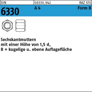 10 Sechskantmuttern DIN 6330 A4 BM20 SW 30 V4A Edelstahl