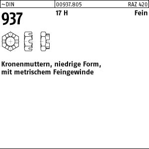10 Kronenmuttern DIN 937 17H M30x1,5 Stahl