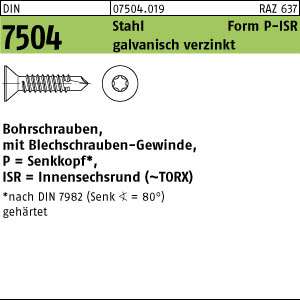 500 Bohrschrauben 4,8x25 mm verzinkt Senkkopf Torx T25 DIN 7504 Blechschrauben
