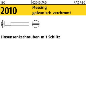 200 Linsensenkschrauben ISO 2010 Messing verchromt M5x70