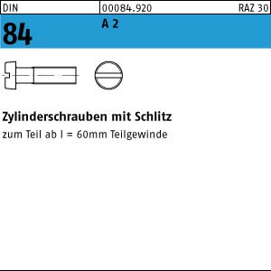 2000 Edelstahl V2A Schlitz Zylinderschrauben DIN 84 A2 M1,2x12