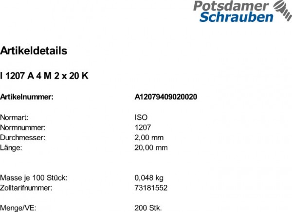 200 Edelstahl V4A Schlitz Zylinderschrauben ISO 1207 A4 M2x20