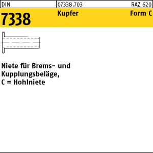 100 Nieten DIN 7338 Kupfer Form C 4x8