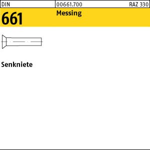 1000 Senknieten DIN 661 Messing 3x10