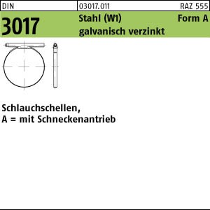100 Schlauchschellen DIN 3017 A12- 22/ 9 C7 -W1 verzinkt Zn