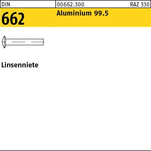 1000 Aluminium Linsennieten DIN 662 AL M3x6