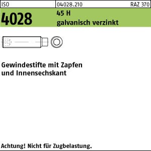 50 Inbus Gewindestifte ISO 4028 45H verzinkt M12x80