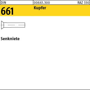 1000 Senknieten DIN 661 Kupfer 4x20