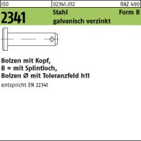10 Bolzen mit Kopf ISO 2341 Stahl B 12 h11x45x39,5 verzinkt 10 Bolzen mit Kopf ISO 2341 Stahl B 12 h11x45x39,5 verzinkt