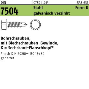100 Sechskant Bohrschrauben DIN 7504 verzinkt K 4,2x13