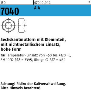 100 Sechskantmuttern ISO 7040 A4 M6 V4A Edelstahl
