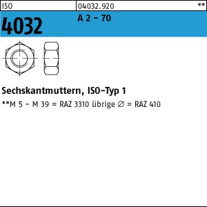 100 Edelstahl V2A Sechskantmuttern ISO 4032 A2 M3,5