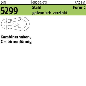 50 Feuerwehrkarabinerhaken DIN 5299 verzinkt Form C 80x8