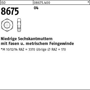 10 Sechskantmutter mit Fasen ISO 8675 04 M42x1,5 Stahl