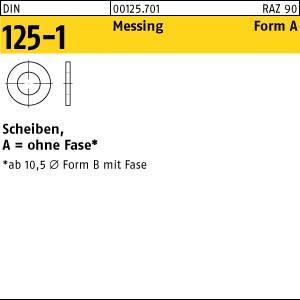 1 Unterlegscheiben DIN 125 Messing Form B 40 Ø M39