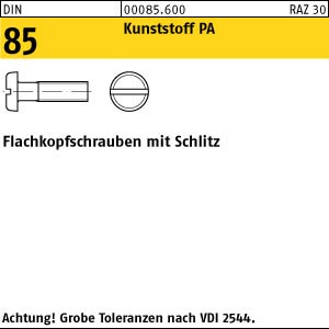200 Flachkopfschrauben DIN 85 Polyamid M3x10