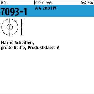 100 Edelstahl V4A Unterlegscheiben ISO 7093 -1 A4 200HV M6