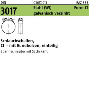 10 Schlauchschellen DIN 3017 Stahl C1 150-162/30 -W1 verzinkt Zn
