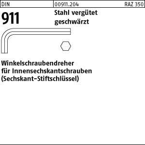 100 Winkelschraubendreher DIN 911 Stahl SW 3 vergütet