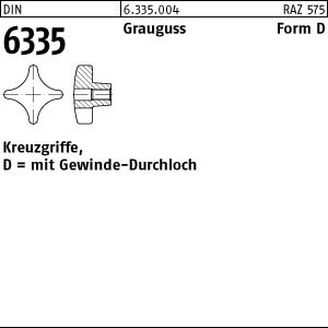 10 Kreuzgriffe DIN 6335 Grauguß D 63 M12 m. Gewinde-Durchloch