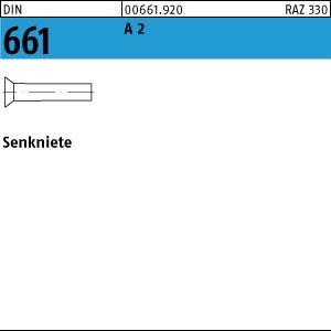 100 Edelstahl V2A Senknieten DIN 661 A2 4x8