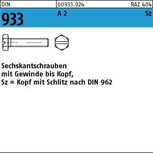 100 Edelstahl V2A Sechskantschrauben DIN 933 A2 M5x30 Schlitz