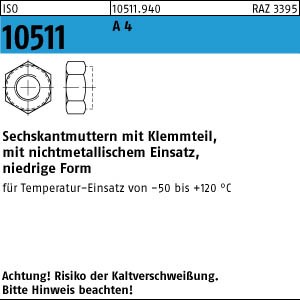 1000 Sechskantmuttern ISO 10511 A4 M6 Edelstahl