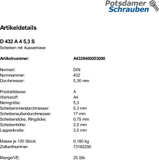 25 Edelstahl V4A Scheiben DIN 432 A4 5,3