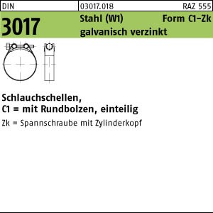 50 Schlauchschellen DIN 3017 Stahl C1-Zk 34- 37/18 -W1 verzinkt Zn