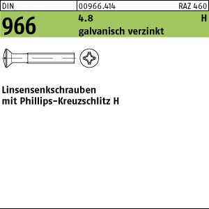 2000 Linsensenkschrauben DIN 966 4.8 -H verzinkt M3x5