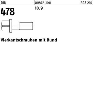 50 Vierkantschrauben DIN 478 10.9 Stahl M10x50