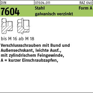 25 Verschlußschrauben mit Bund DIN 7604 Stahl A M18x1,5 verzinkt