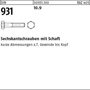 200 Sechskantschrauben DIN 931 10.9 schwarz M6x60