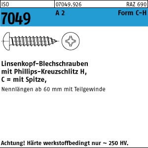 100 Edelstahl V2A Linsenkopf Blechschrauben ISO 7049 A2 4,8x22 -C-H